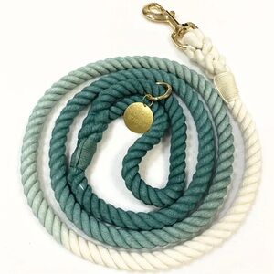 FOUND BUDDY ❤️‍🔥 NWT BLUE AND GREEN OMBRÉ ROPE LEASH WITH GOLD HARDWARE